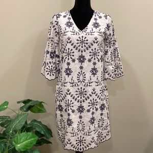 STS Sail to Sable White Dress with Navy Blue Eyelet Design NWT